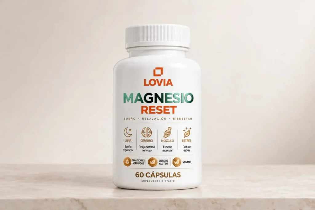 Magnesio Reset LOVIA, frasco de 60 cápsulas